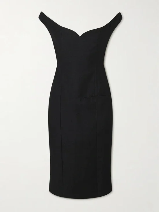 Calvin Klein Off-Shoulder Black Sheath Dress - Picture 3 of 7